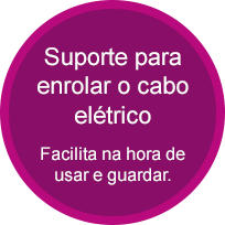 Suporte para enrolar o cabo el&eacute;trico - Facilita na hora de usar e guardar.