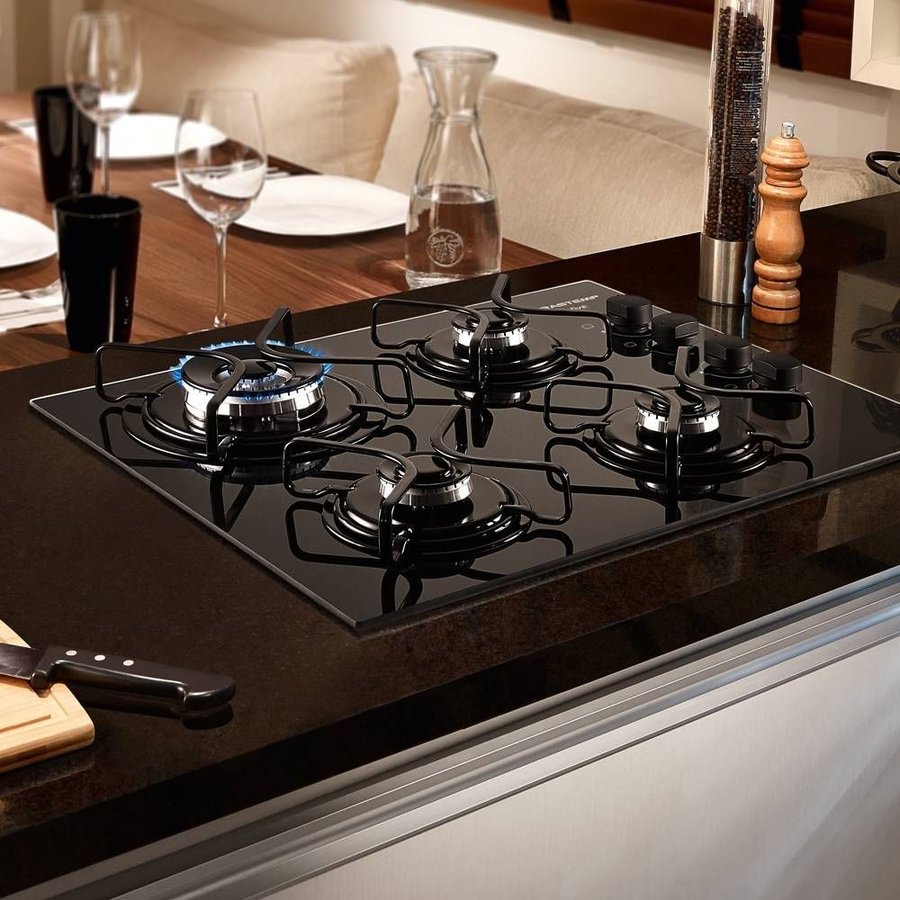 Cooktop Brastemp Ative! 4 Bocas Vidro Preto Dupla Chama BDD62AE