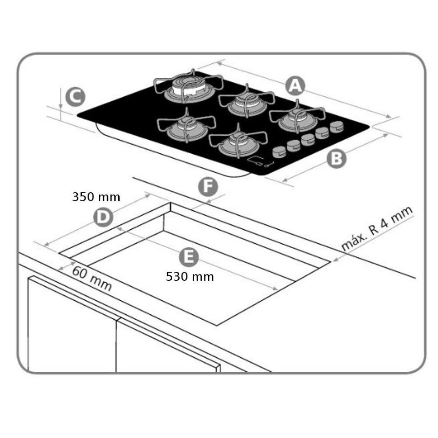 Cooktop Brastemp Ative! 4 Bocas Vidro Preto Dupla Chama BDD62AE