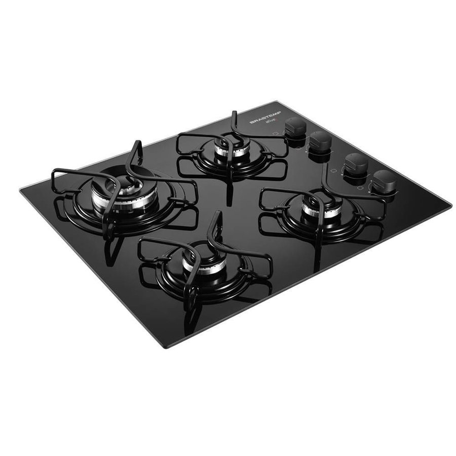 Cooktop Brastemp Ative! 4 Bocas Vidro Preto Dupla Chama BDD62AE