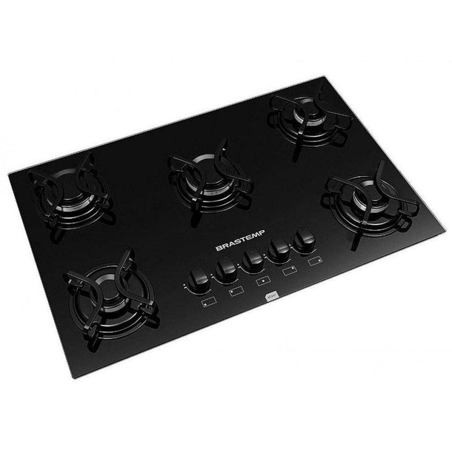 Cooktop Brastemp Ative! 5 Bocas Vidro Preto Chama Rápida BDD75AE