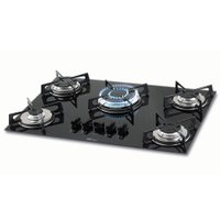 Cooktop Fischer Tripla Chama 5 Bocas Vidro Preto Bivolt
