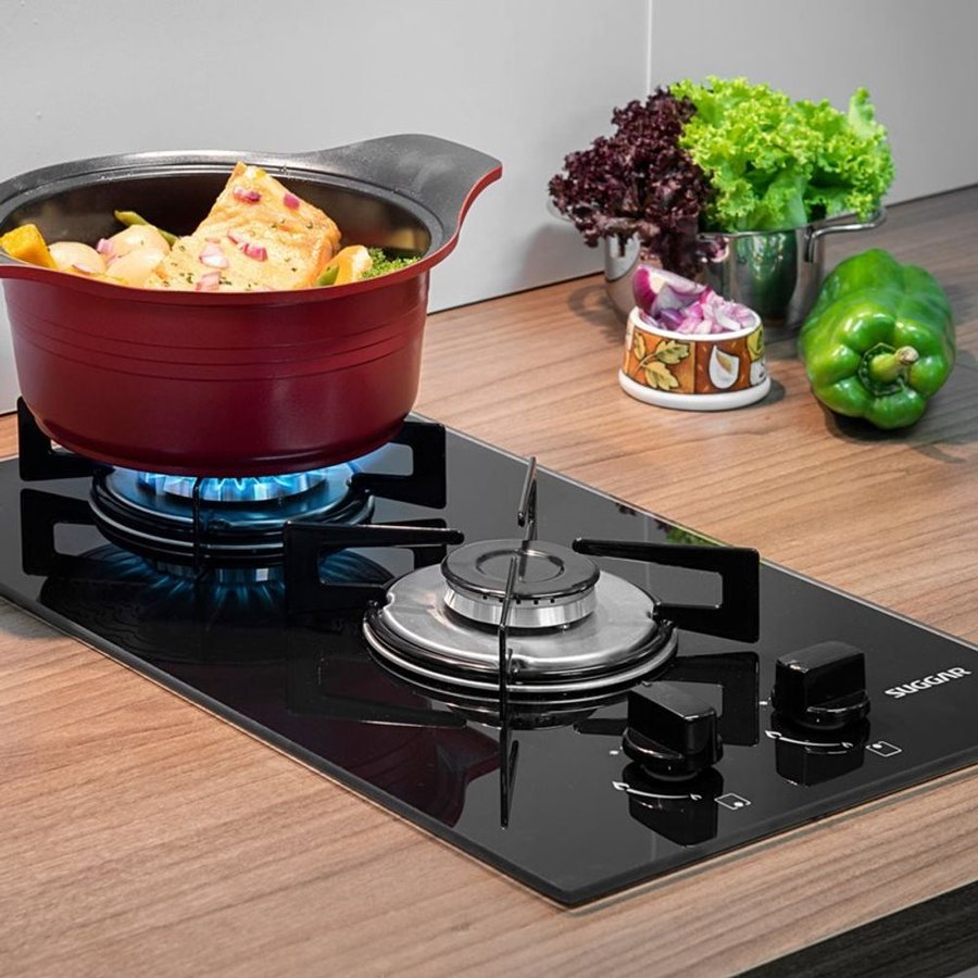 Cooktop a Gás 2 Bocas Suggar, Mesa de Vidro, Chama Rápida FG2002VP