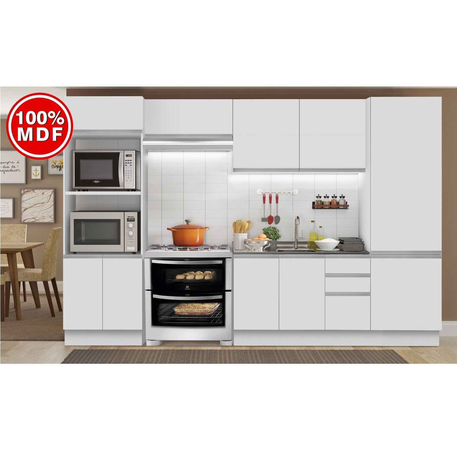 Cozinha Completa Madesa Acordes Glamy 11 Portas Com Armario E Balcao Colombo