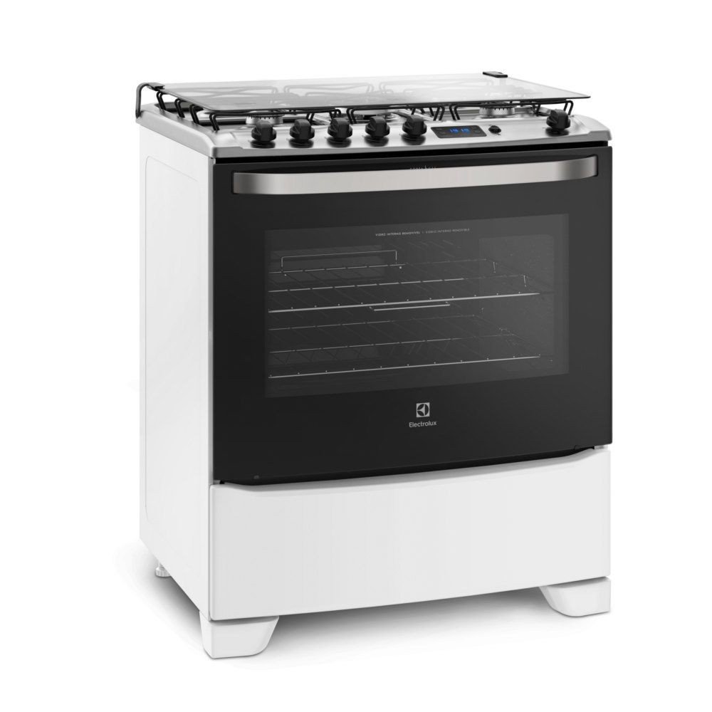 Fogão Electrolux Full Glass 5B Tripla Chama Branco Bivolt 76RBS Colombo