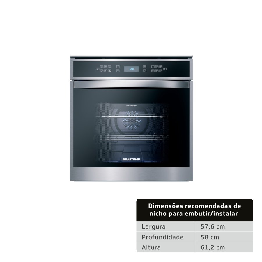 Forno de Embutir a Gás Brastemp Inox 78L BOH84ARRNA