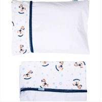 Jogo De Lençol Baby Joy Para Carrinho, Azul