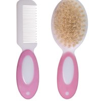 Kit Pente E Escova Cerdas Naturais Rosa - Girotondo