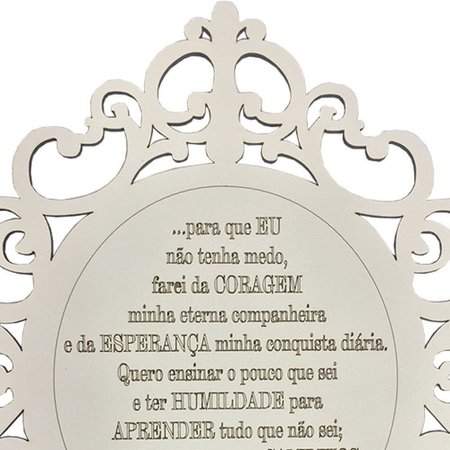 Placa Decorativa Oração Coragem Com Arabesco 25x20 MDF 3mm Branco - D'Rossi