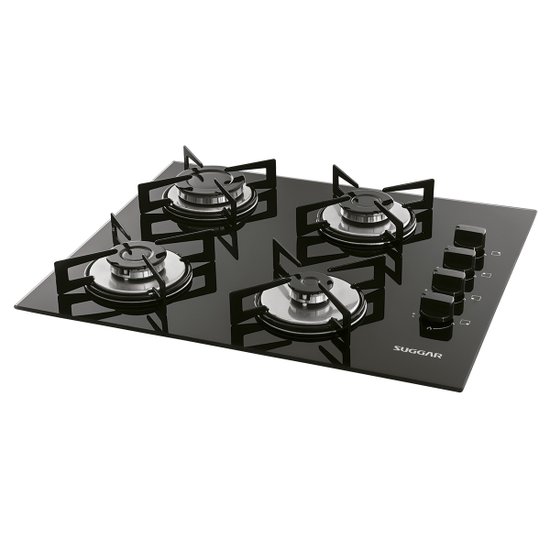 Cooktop a Gás Suggar 4 Queimadores Vidro Preto Bivolt FG4004VP