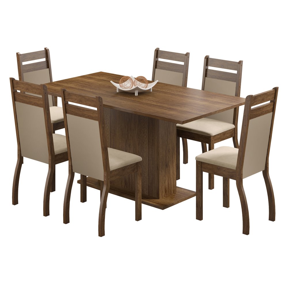 Conjunto Sala De Jantar Versalhes Madesa Mesa Tampo De Madeira Com 6 Cadeiras Colombo