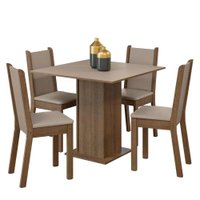 Conjunto Sala de Jantar Madesa Alana Mesa Tampo de Madeira com 4 Cadeiras