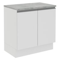 Balcão Armário de Cozinha 80 cm 2 Portas Branco Glamy Madesa