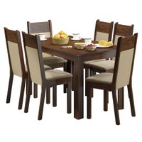 Conjunto Sala de Jantar Honduras Madesa Mesa Tampo de Madeira com 6 Cadeiras