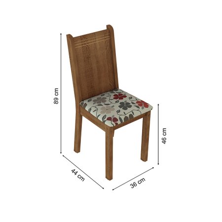 Conjunto Sala de Jantar Rosie Madesa Mesa Tampo de Madeira com 4 Cadeiras
