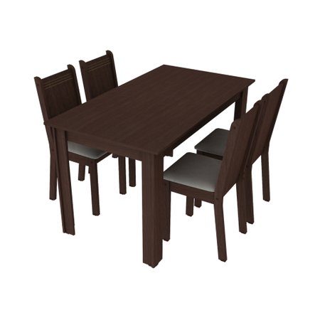 Conjunto Sala de Jantar Rosie Madesa Mesa Tampo de Madeira com 4 Cadeiras