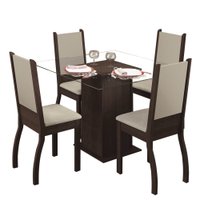 Conjunto Sala de Jantar Soraya Madesa Mesa Tampo de Vidro com 4 Cadeiras