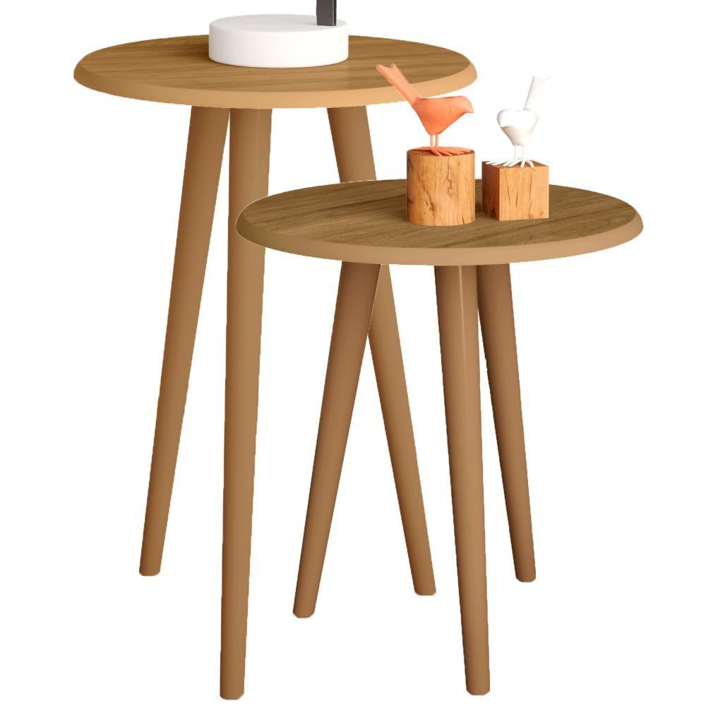 conjunto para sala de estar com mesa lateral e apoio cinamomo lyam decor