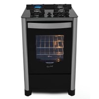 Fogão de Piso Fischer Gran Cheff 4 Bocas Chama Rápida Mesa de Vidro Inox