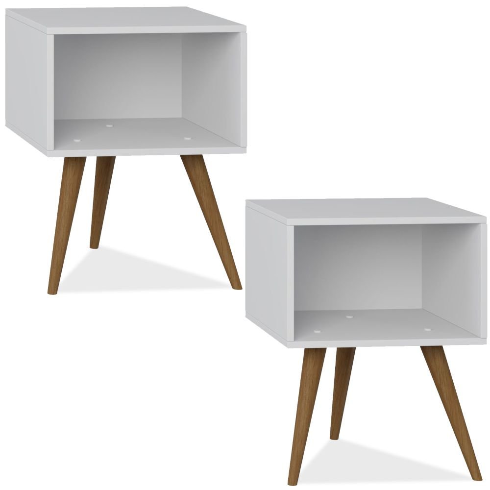 Kit 02 Criados Mudo Retro Branco Tx Be Mobiliario Colombo