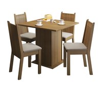 Conjunto Sala de Jantar Kate Madesa Tampo de Madeira com 4 cadeiras