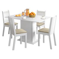Conjunto Sala de Jantar Lexy Madesa Mesa Tampo de Madeira com 4 Cadeiras Pérola