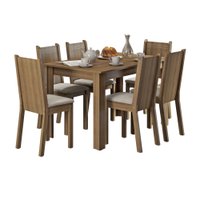 Conjunto Sala de Jantar Maris Madesa Mesa Tampo de Madeira com 6 Cadeiras