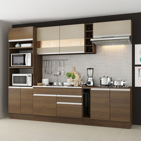Cozinha Completa Madesa Vicenza Com Armario E Balcao Com Vidro Sem Tampo E Pia Colombo
