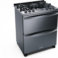 Fogão Brastemp 5 Bocas Duplo Forno Inox, com Mesa De Vidro e Touch Timer, com Autodesligamento - BFD5VCR