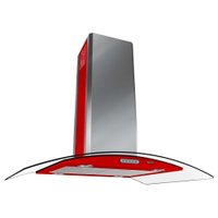 Coifa Ilha Terim 75cm Vidro Curvo Vermelho com Inox - 220V