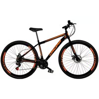 Bicicleta Aro 29 Quadro 19 Aço 21 Marchas Freio a Disco Mecânico Preto/Laranja - Dropp