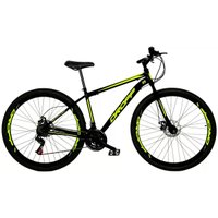 Bicicleta Aro 29 Quadro 19 Aço 21 Marchas Freio a Disco Mecânico Preto/Amarelo - Dropp