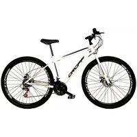 Bicicleta Aro 29 Quadro 19 Aço 21 Marchas Freio a Disco Mecânico Branco/Preto - Dropp