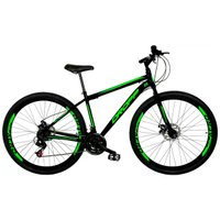 Bicicleta Aro 29 Quadro 19 Aço 21 Marchas Freio a Disco Mecânico Preto/Verde - Dropp