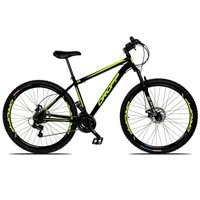 Bicicleta Aro 29 Quadro 19 Aço 21 Marchas Suspensão Freio a Disco Mecânico Preto/Amarelo - Dropp