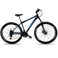 Bicicleta Aro 29 Quadro 19 Aço 21 Marchas Suspensão Freio a Disco Mecânico Preto/Azul - Dropp