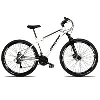 Bicicleta Aro 29 Quadro 19 Aço 21 Marchas Suspensão Freio a Disco Mecânico Branco/Preto - Dropp