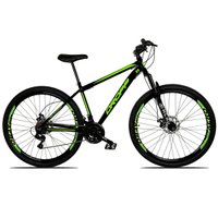 Bicicleta Aro 29 Quadro 19 Aço 21 Marchas Suspensão Freio a Disco Mecânico Preto/Verde - Dropp