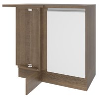 Balcão Armário de Cozinha de Canto 1 Porta Rustic/Preto Glamy Madesa