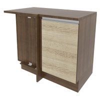 Balcão Armário de Cozinha de Canto 1 Porta Rustic/Preto Glamy Madesa