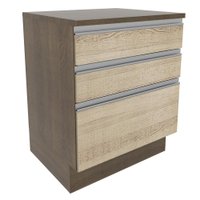 Balcão Armário de Cozinha 60 cm 3 Gavetas Rustic/Branco Glamy Madesa