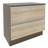 Balcão Armário de Cozinha 80 cm 2 Gavetas Rustic/Branco Glamy Madesa