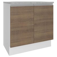 Balcão Armário de Cozinha 80 cm 2 Portas Rustic/Preto Glamy Madesa
