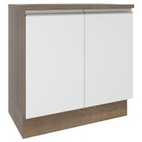 Balcão Armário de Cozinha 80 cm 2 Portas Rustic/Preto Glamy Madesa