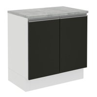 Balcão Armário de Cozinha 80 cm 2 Portas Rustic/Preto Glamy Madesa