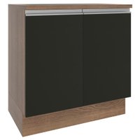 Balcão Armário de Cozinha 80 cm 2 Portas Rustic/Preto Glamy Madesa