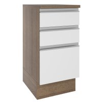 Balcão Armário de Cozinha 40 cm 3 Gavetas Rustic/Branco Glamy Madesa