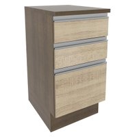 Balcão Armário de Cozinha 40 cm 3 Gavetas Rustic/Branco Glamy Madesa