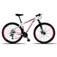 Bicicleta Aro 29 Quadro 17 Freio a Disco Mecânico 21 Marchas Alumínio Branco Rosa - Dropp