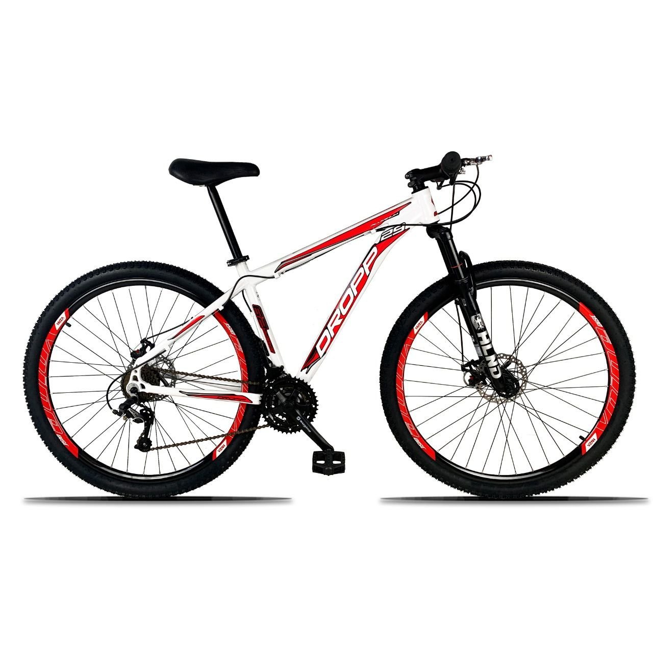 Bicicleta Aro 29 Quadro 19 Freio A Disco Mecanico 21 Marchas Aluminio Branco Vermelho Dropp Colombo